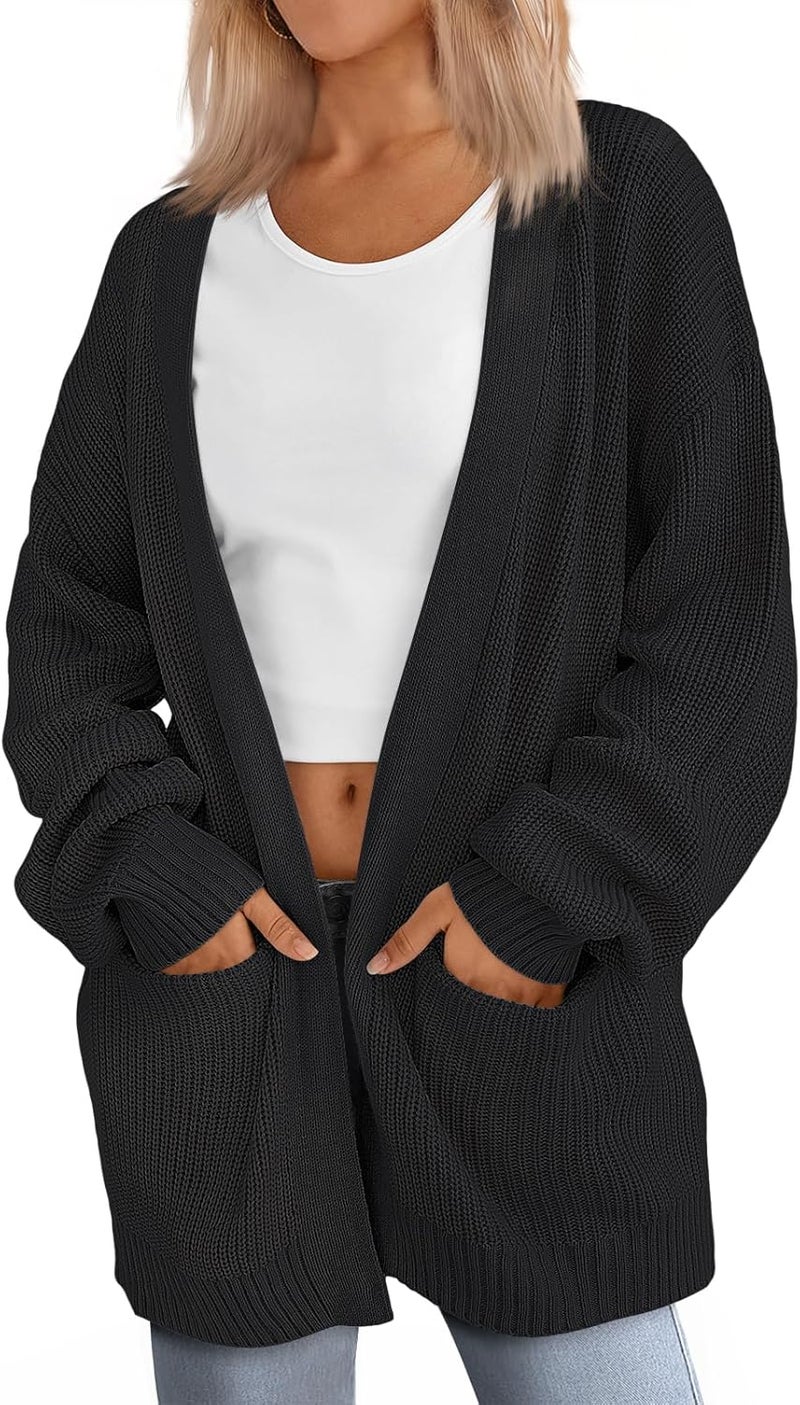 LILLUSORY Womens Oversized Cardigans Soft Knit Cardigan Sweater with Pockets - Image 1